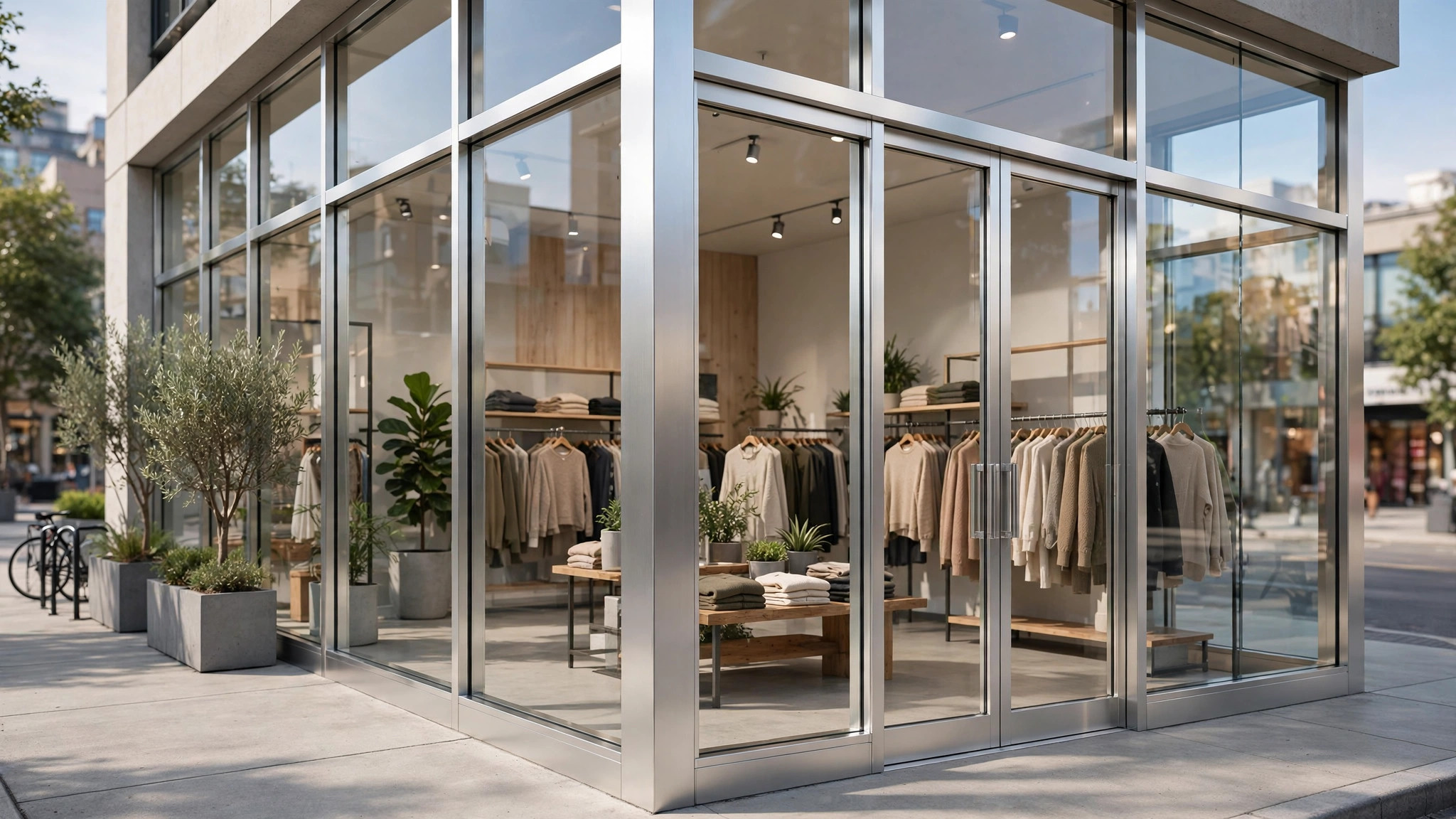 Commercial storefront glazing after professional window glass replacement