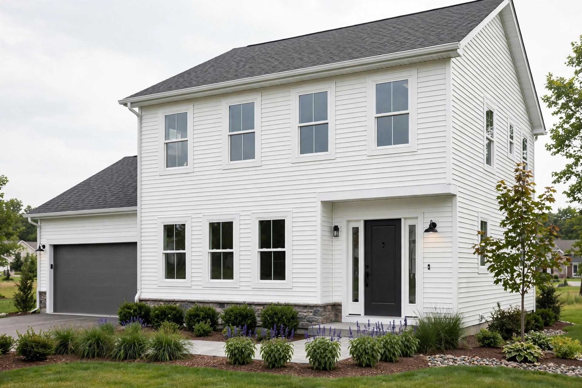 Modern American home with new Milgard vinyl replacement windows
