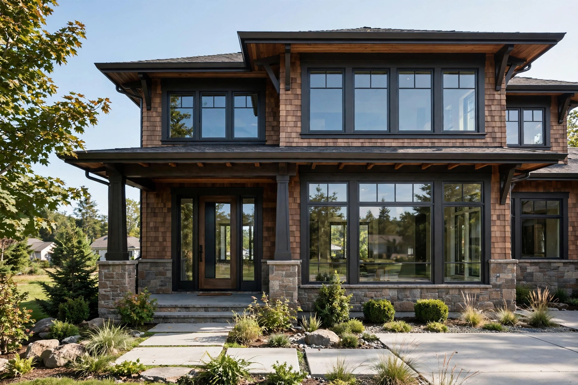 Modern craftsman home featuring Pella replacement windows